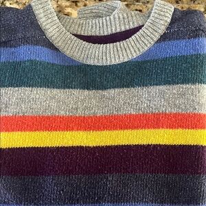 Divided Multicolor Striped Crewneck Sweater